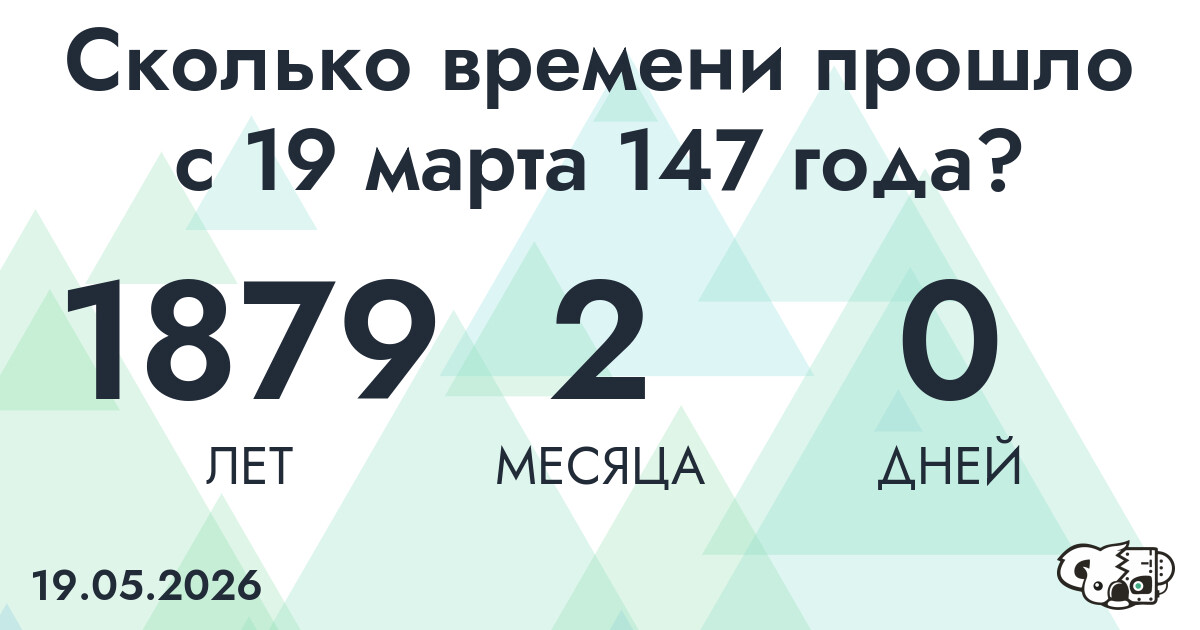 Сколько времени прошло с 19 марта 147 года