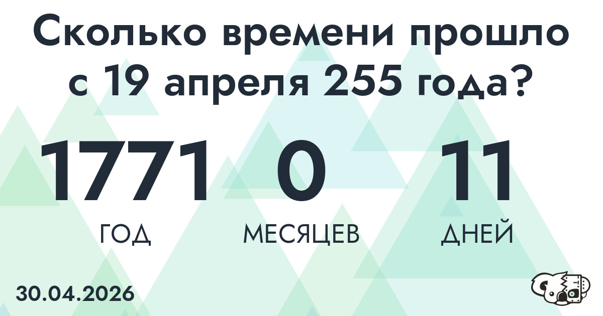 Сколько времени прошло с 19 апреля 255 года