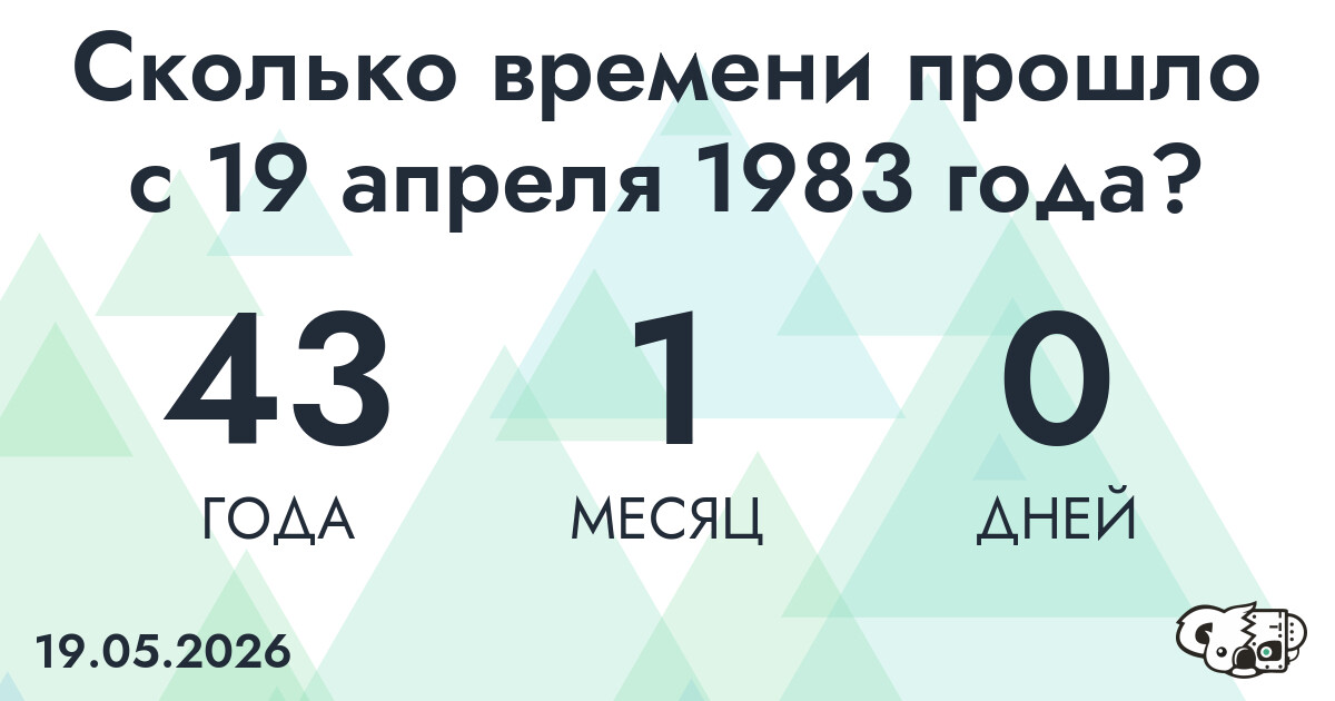 Сколько времени прошло с 19 апреля 1983 года