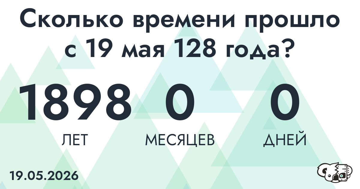 Сколько времени прошло с 19 мая 128 года