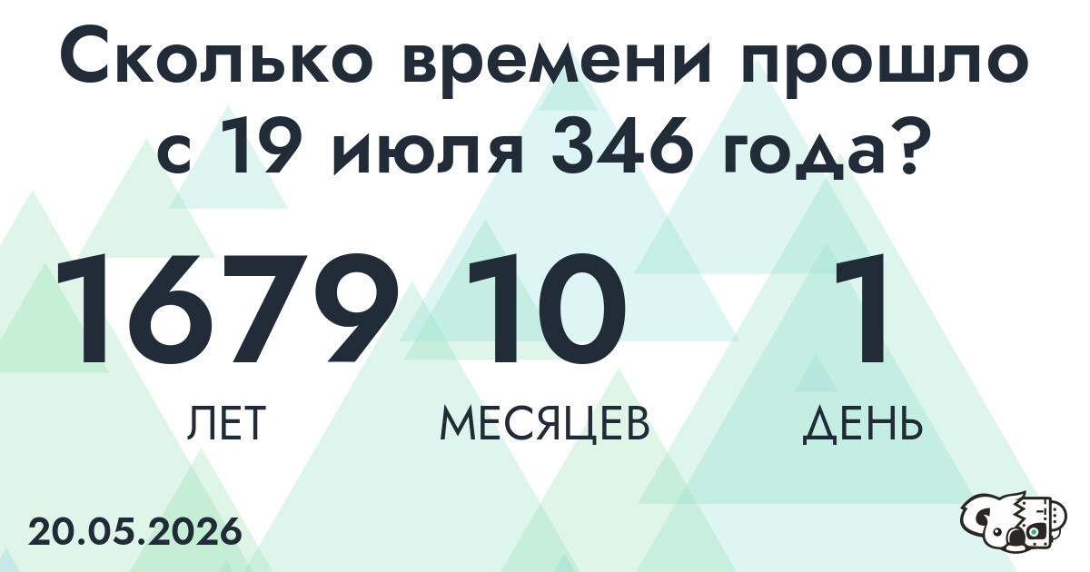 Сколько времени прошло с 19 июля 346 года