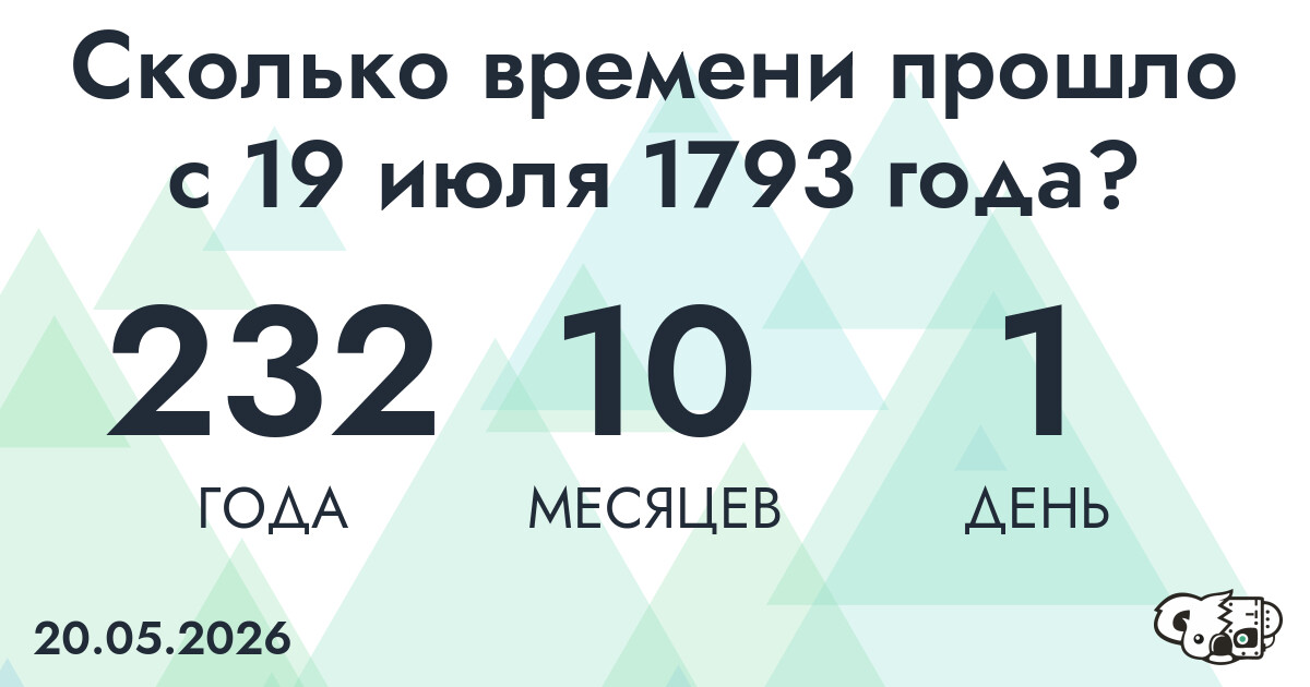 Сколько времени прошло с 19 июля 1793 года