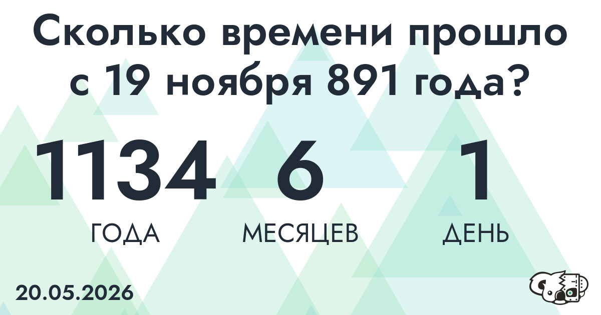 Сколько времени прошло с 19 ноября 891 года
