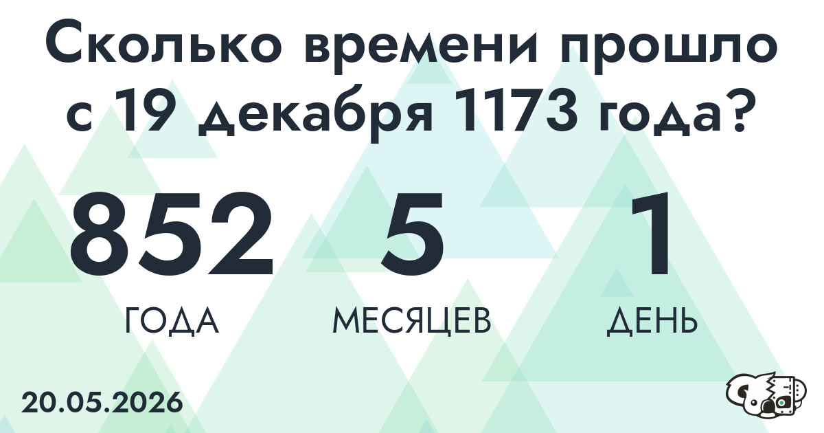 Сколько времени прошло с 19 декабря 1173 года