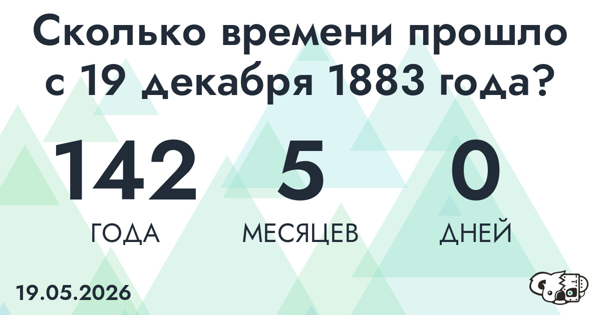 Сколько времени прошло с 19 декабря 1883 года