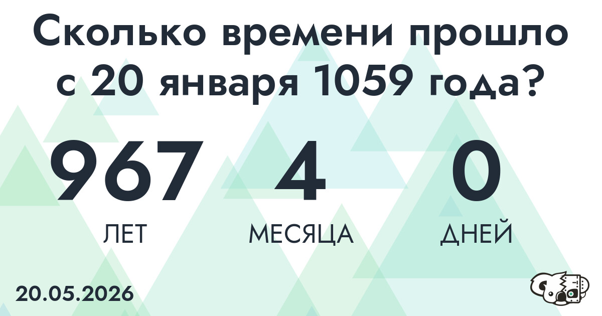 Сколько времени прошло с 20 января 1059 года