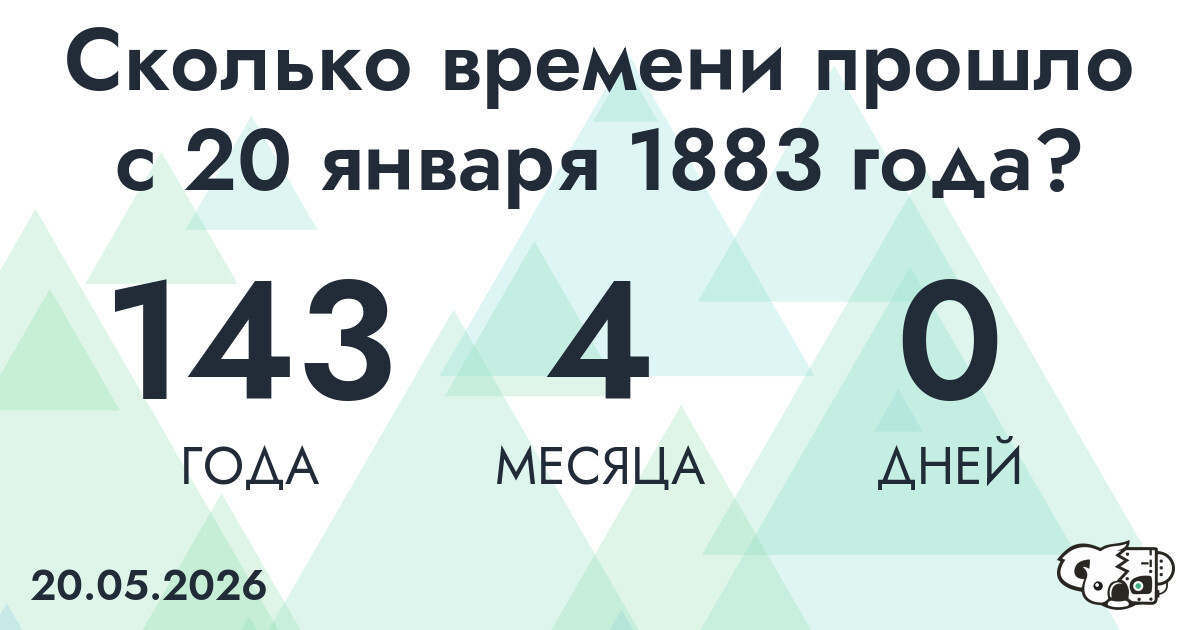 Сколько времени прошло с 20 января 1883 года