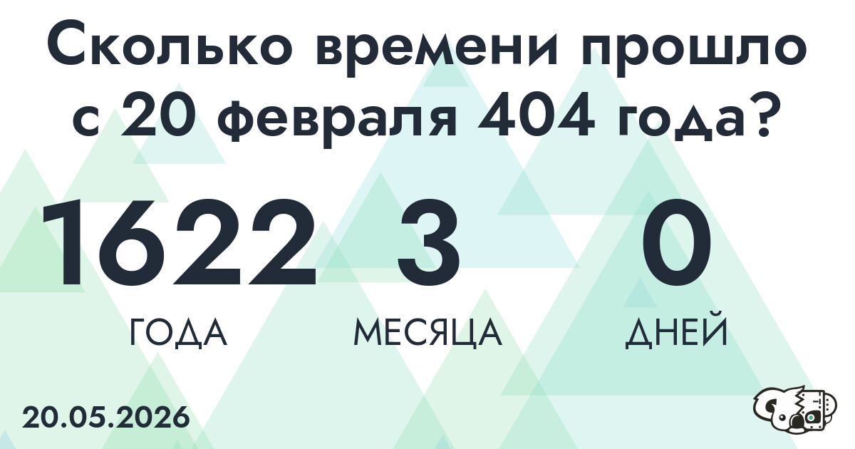 Сколько времени прошло с 20 февраля 404 года