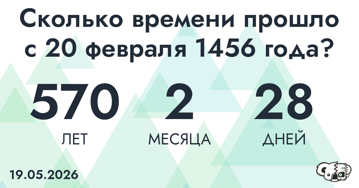 Сколько времени прошло с 20 февраля 1456 года