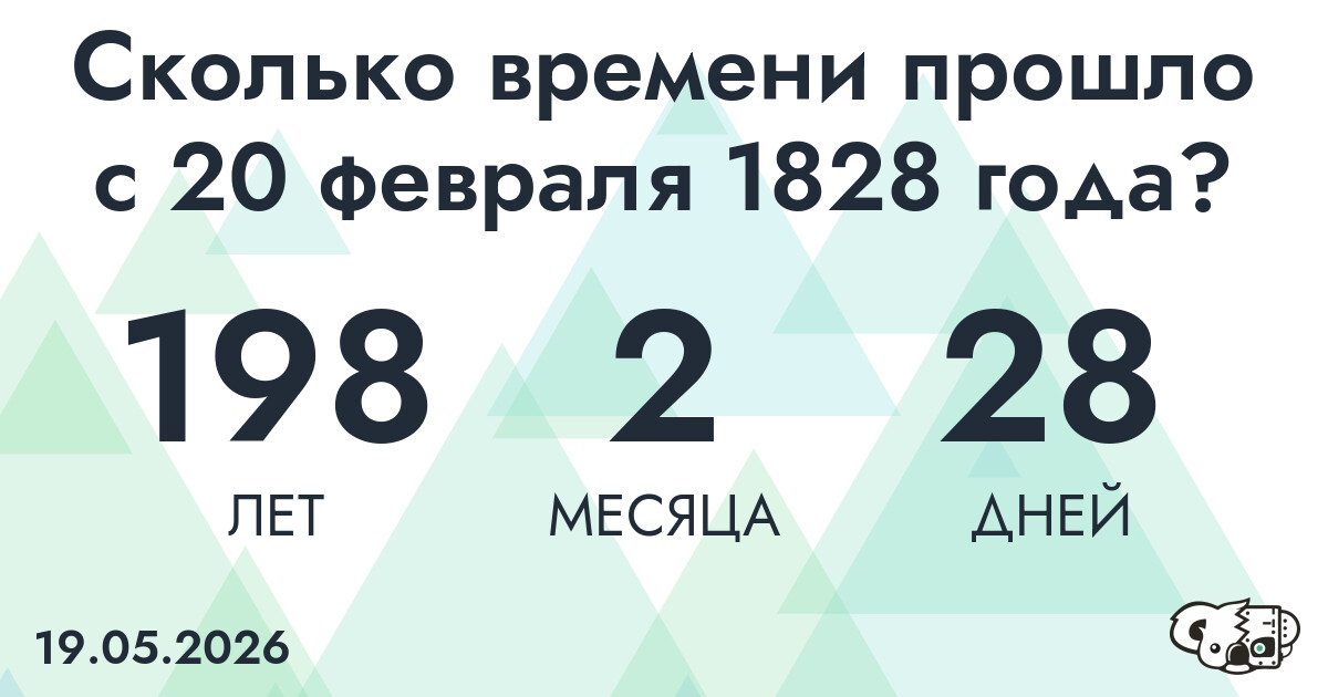 Сколько времени прошло с 20 февраля 1828 года