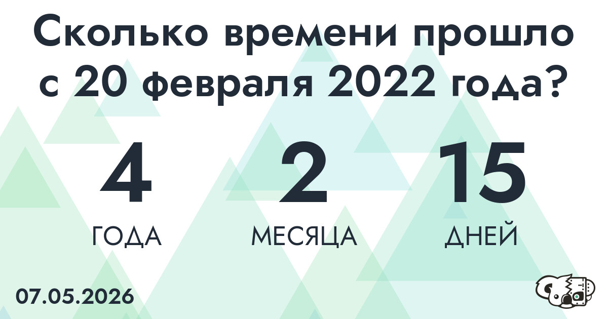 Сколько времени прошло с 20 февраля 2022 года
