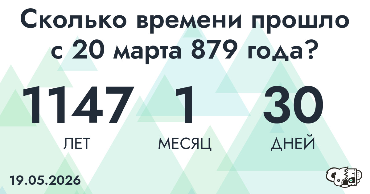 Сколько времени прошло с 20 марта 879 года