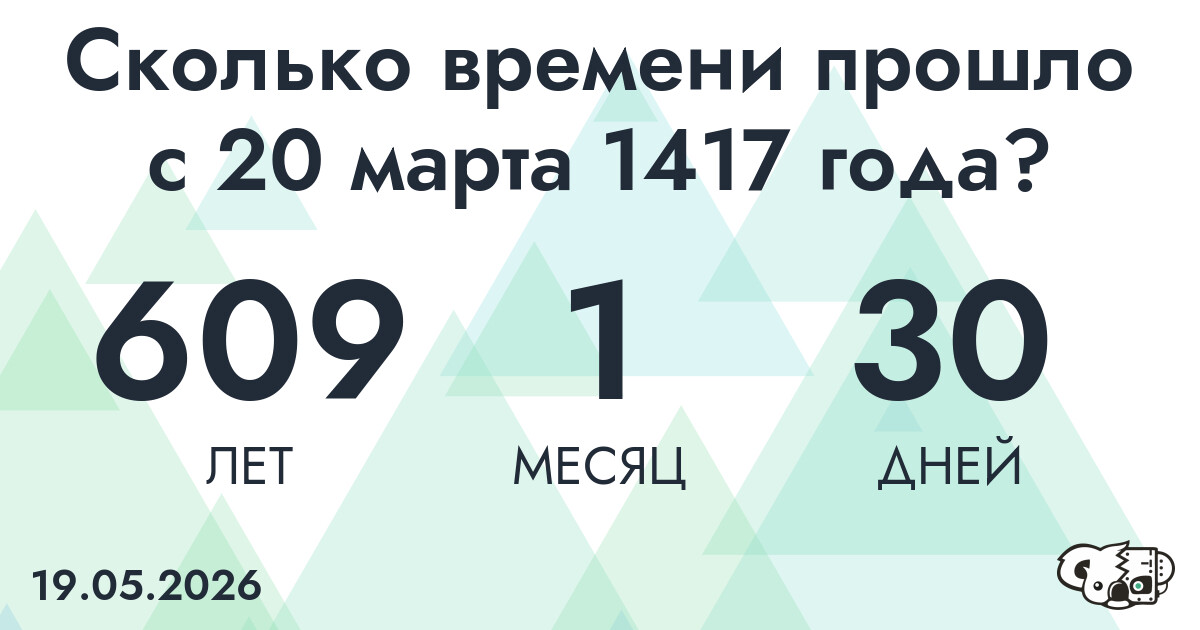 Сколько времени прошло с 20 марта 1417 года