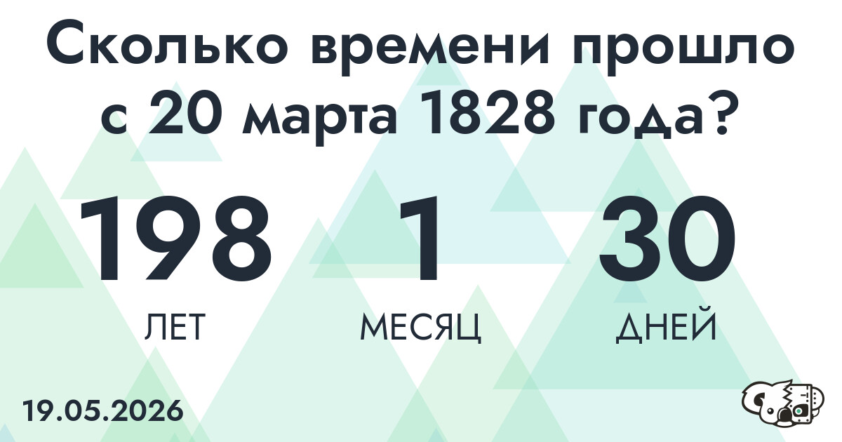 Сколько времени прошло с 20 марта 1828 года