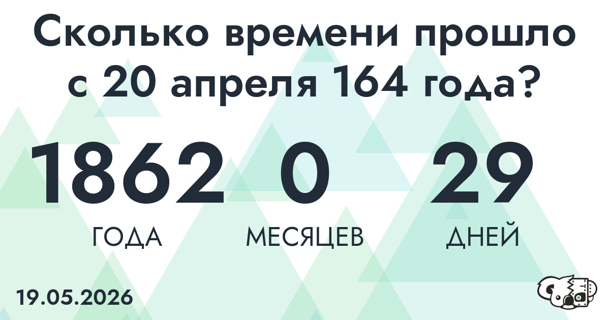 Сколько времени прошло с 20 апреля 164 года