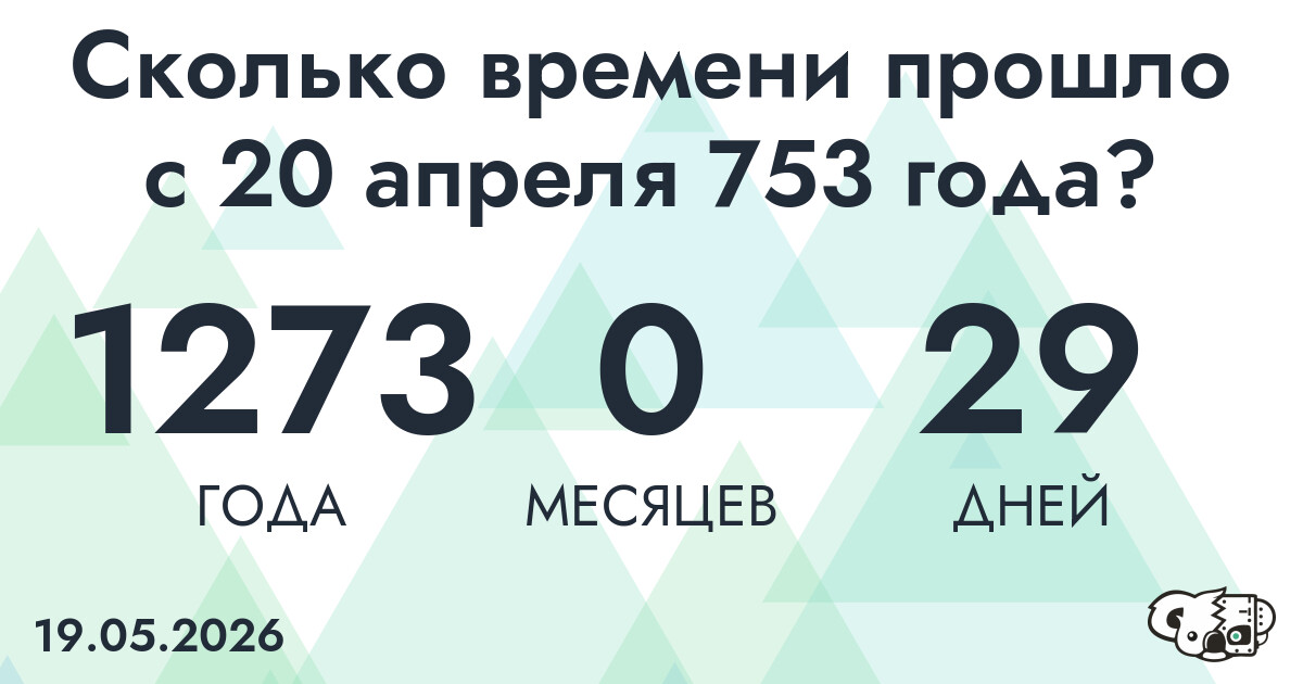 Сколько времени прошло с 20 апреля 753 года