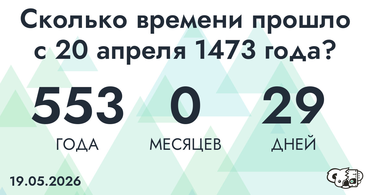 Сколько времени прошло с 20 апреля 1473 года