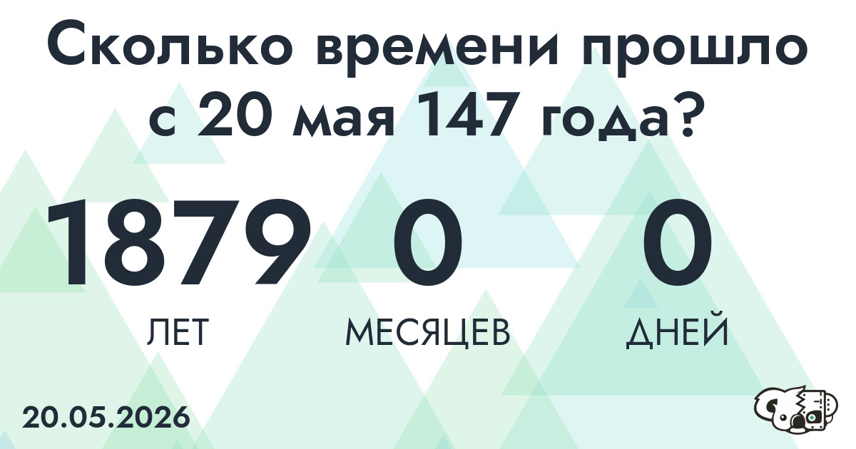Сколько времени прошло с 20 мая 147 года