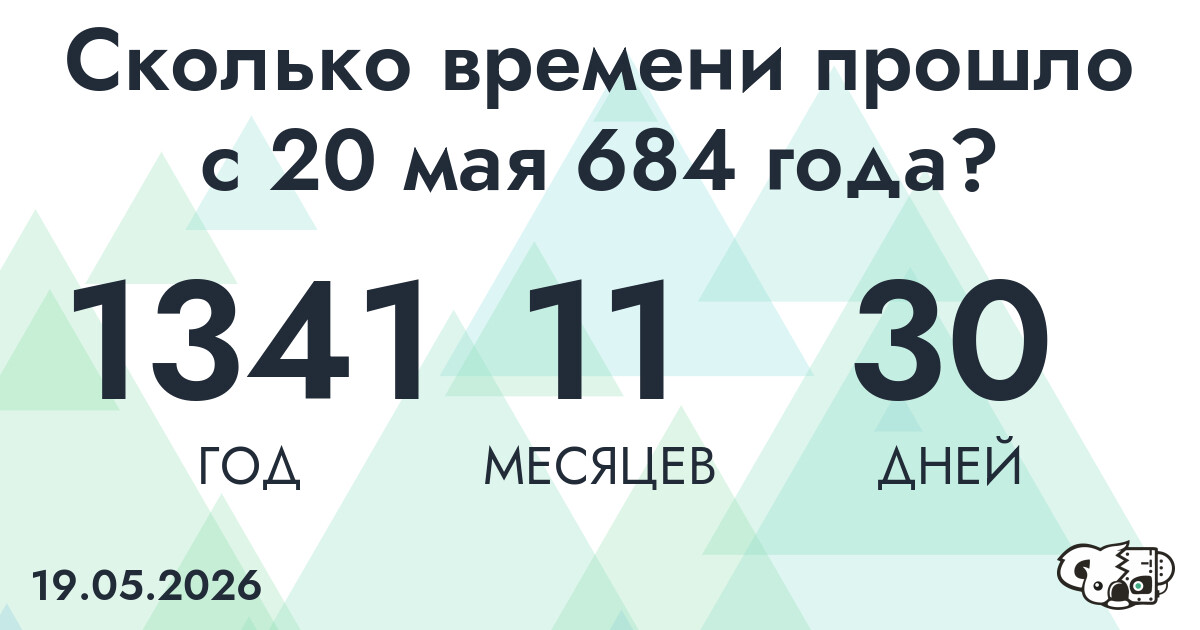 Сколько времени прошло с 20 мая 684 года