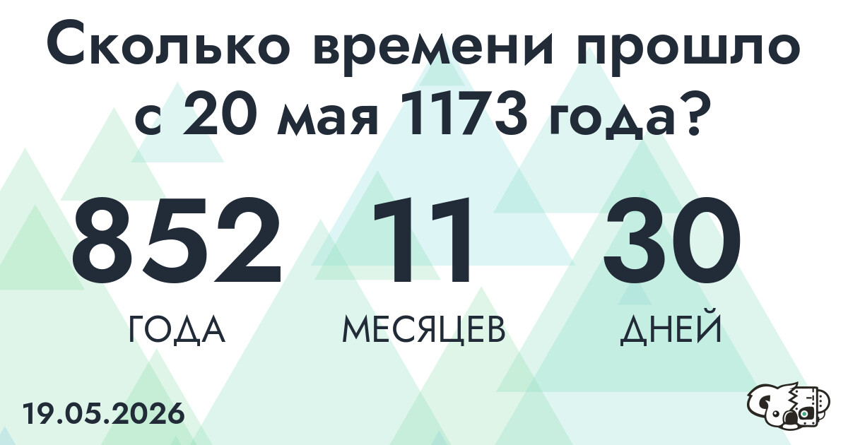 Сколько времени прошло с 20 мая 1173 года