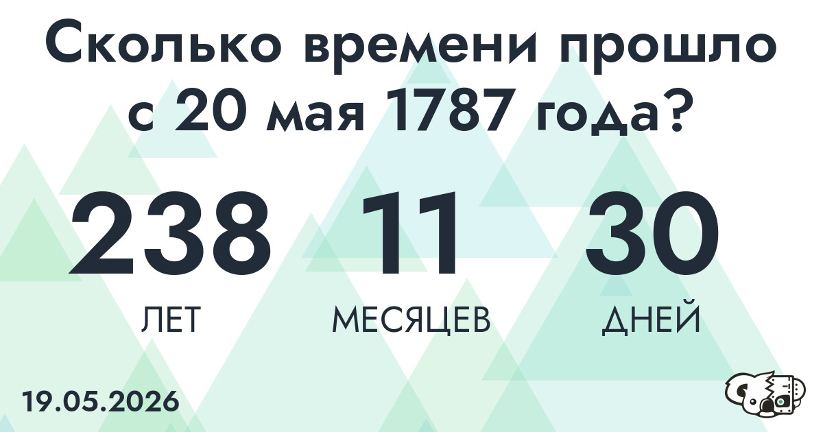 Сколько времени прошло с 20 мая 1787 года