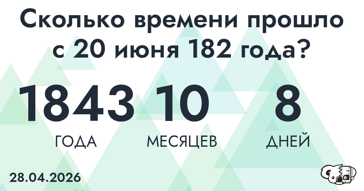 Сколько времени прошло с 20 июня 182 года
