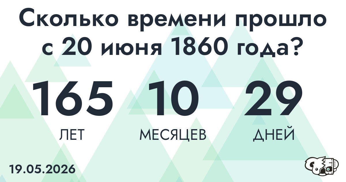 Сколько времени прошло с 20 июня 1860 года