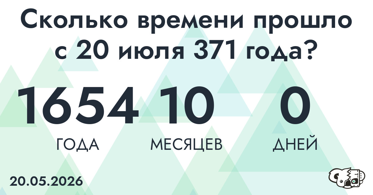 Сколько времени прошло с 20 июля 371 года