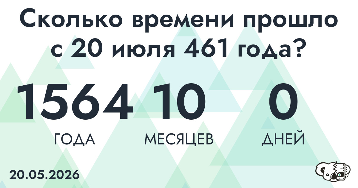 Сколько времени прошло с 20 июля 461 года