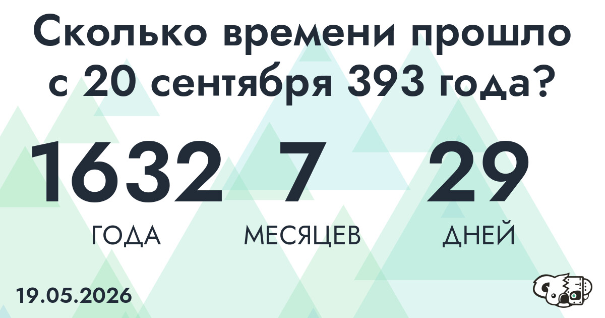 Сколько времени прошло с 20 сентября 393 года