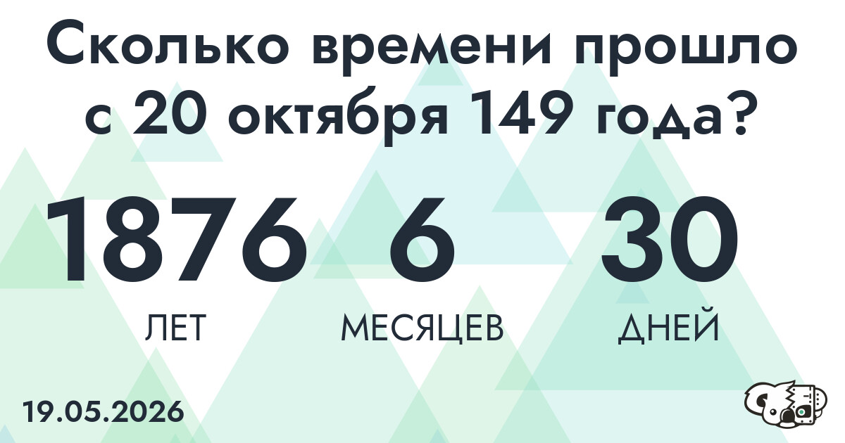Сколько времени прошло с 20 октября 149 года