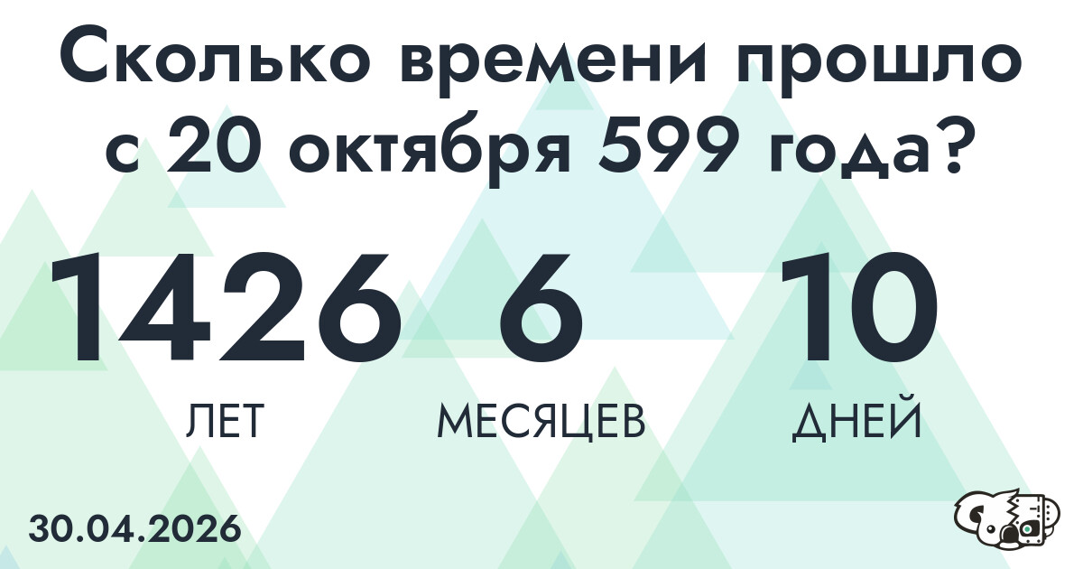 Сколько времени прошло с 20 октября 599 года