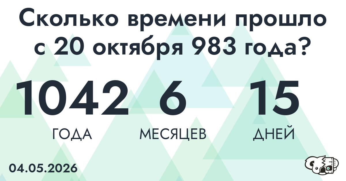 Сколько времени прошло с 20 октября 983 года