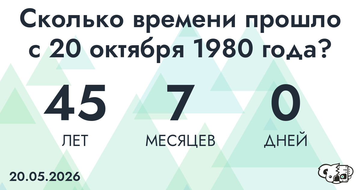 Сколько времени прошло с 20 октября 1980 года