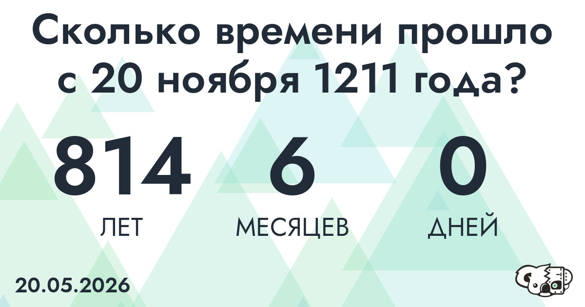 Сколько времени прошло с 20 ноября 1211 года