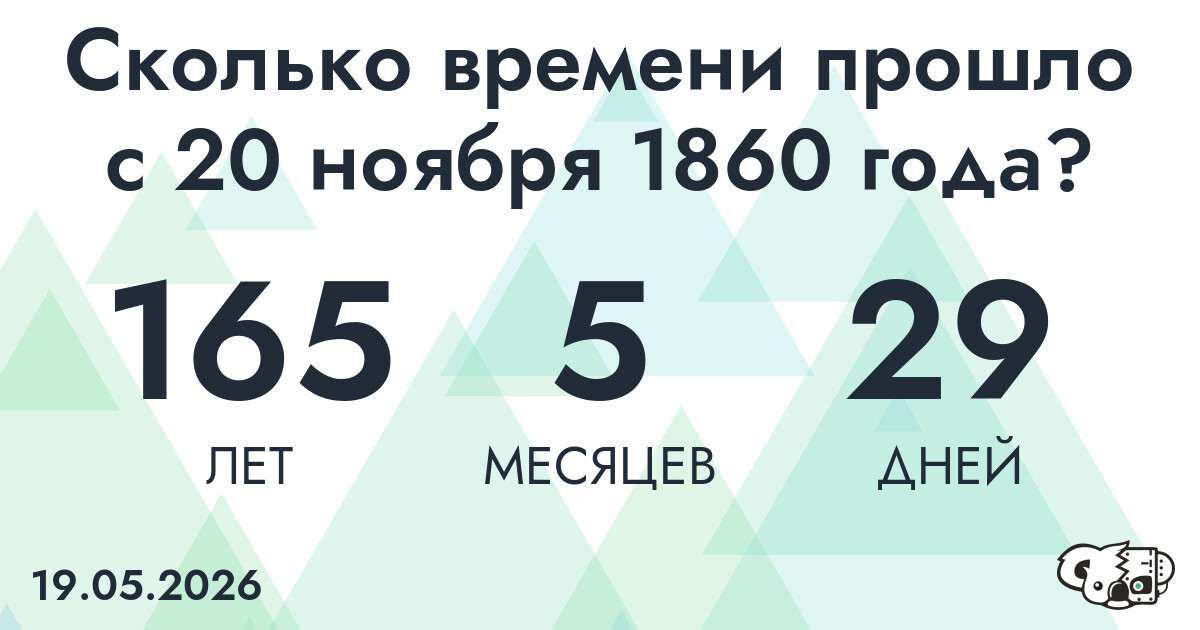Сколько времени прошло с 20 ноября 1860 года