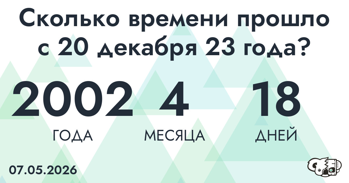 Сколько времени прошло с 20 декабря 23 года