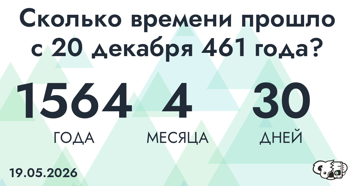 Сколько времени прошло с 20 декабря 461 года