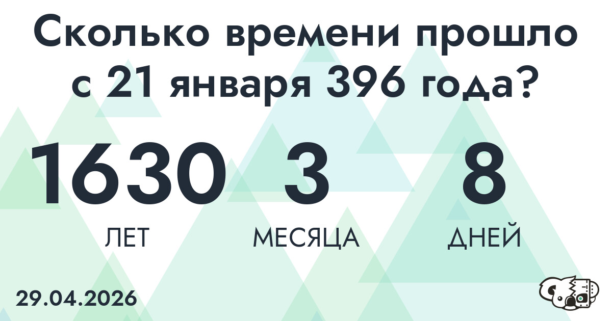 Сколько времени прошло с 21 января 396 года