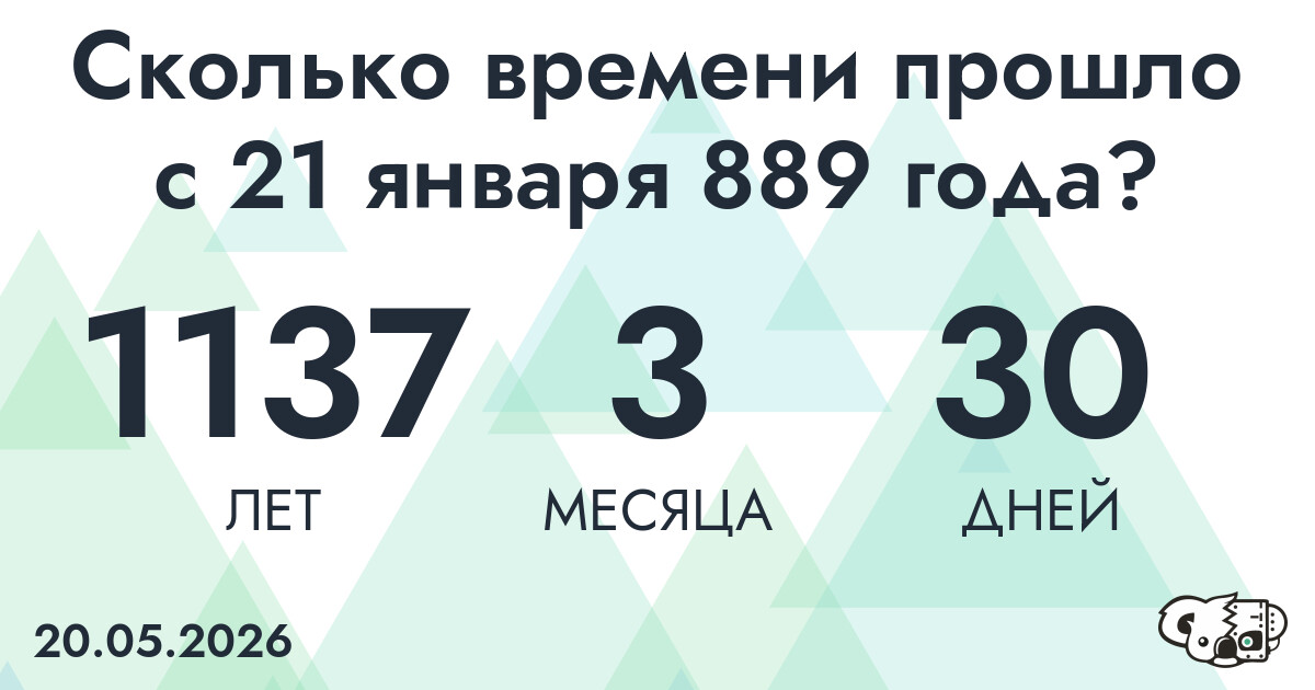 Сколько времени прошло с 21 января 889 года