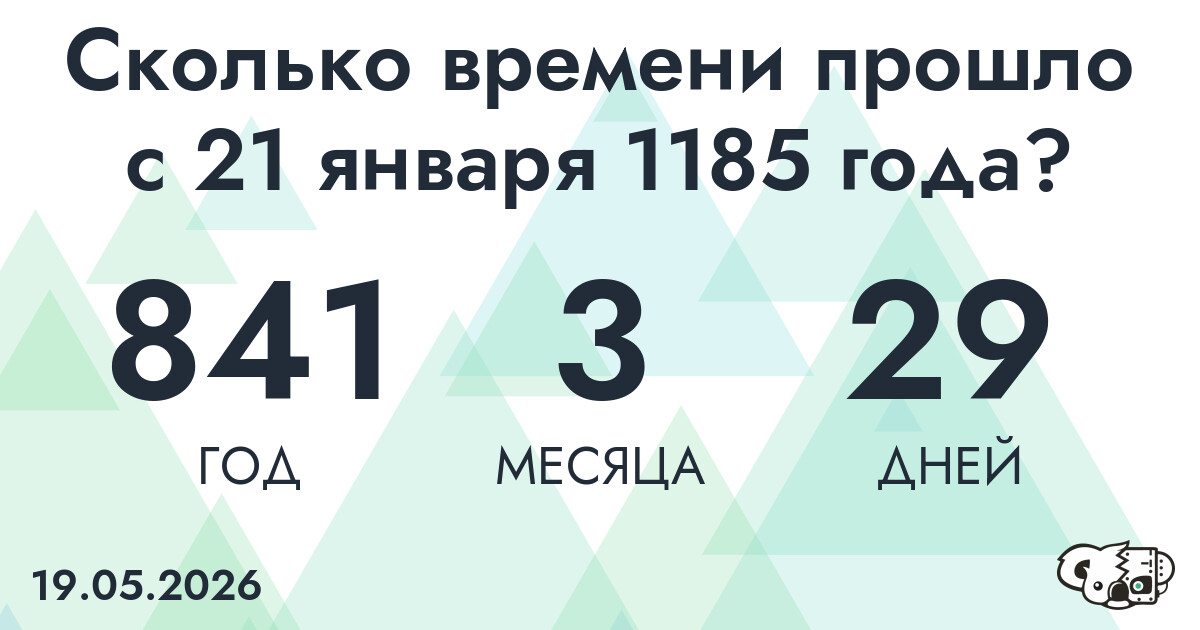 Сколько времени прошло с 21 января 1185 года
