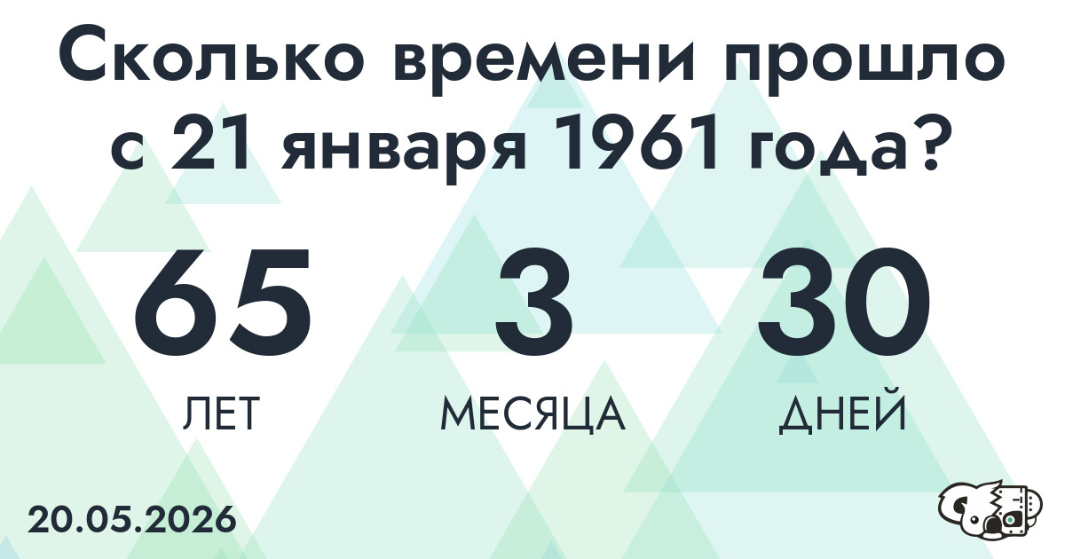 Сколько времени прошло с 21 января 1961 года