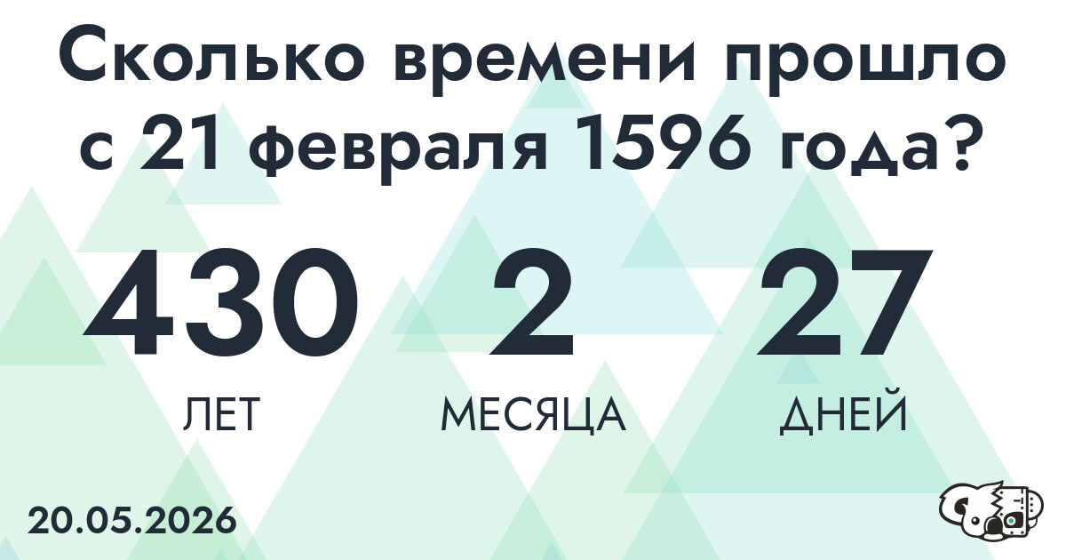 Сколько времени прошло с 21 февраля 1596 года