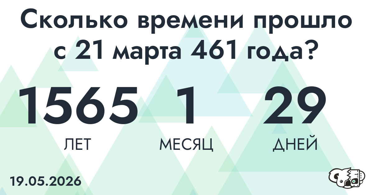 Сколько времени прошло с 21 марта 461 года