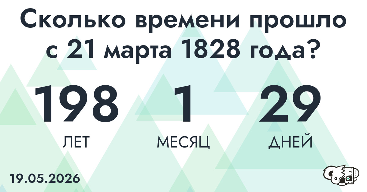 Сколько времени прошло с 21 марта 1828 года