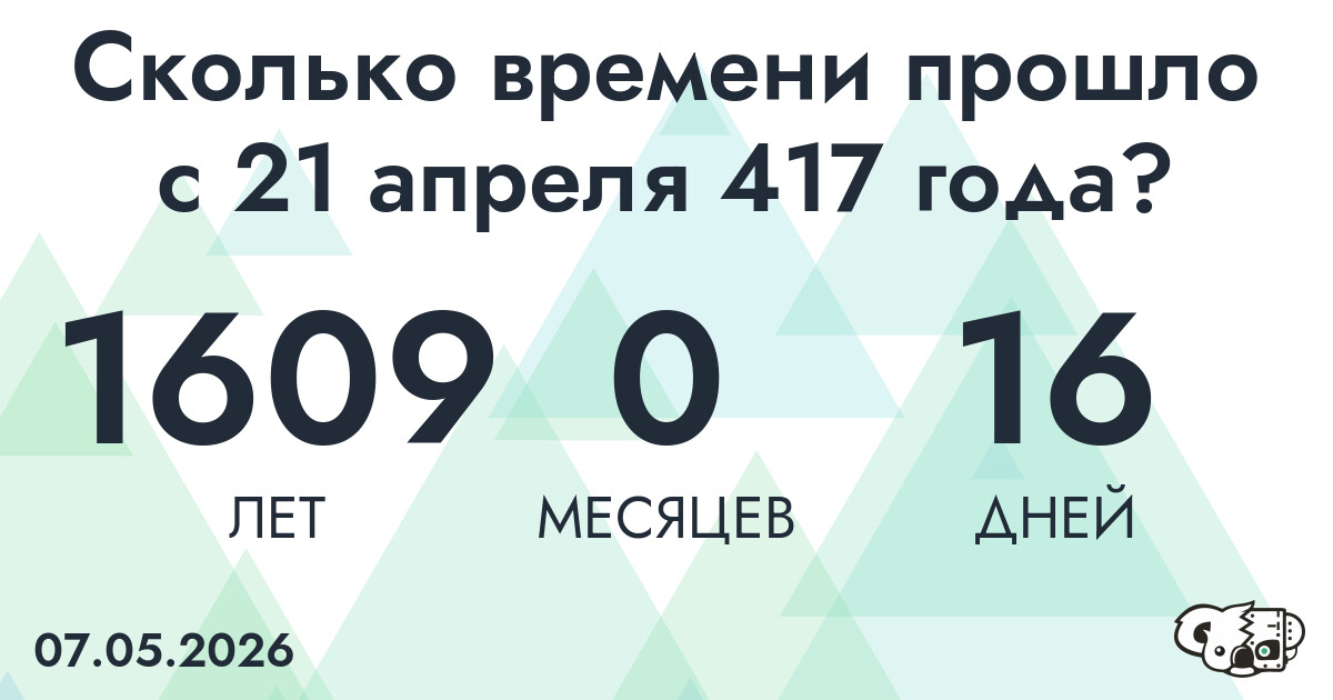 Сколько времени прошло с 21 апреля 417 года