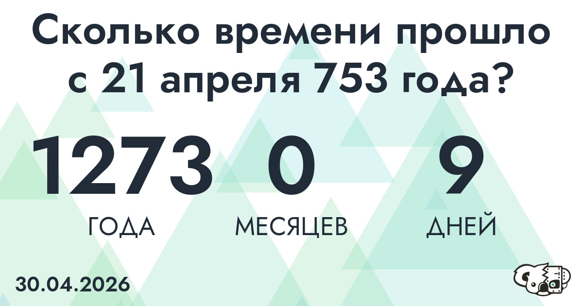 Сколько времени прошло с 21 апреля 753 года