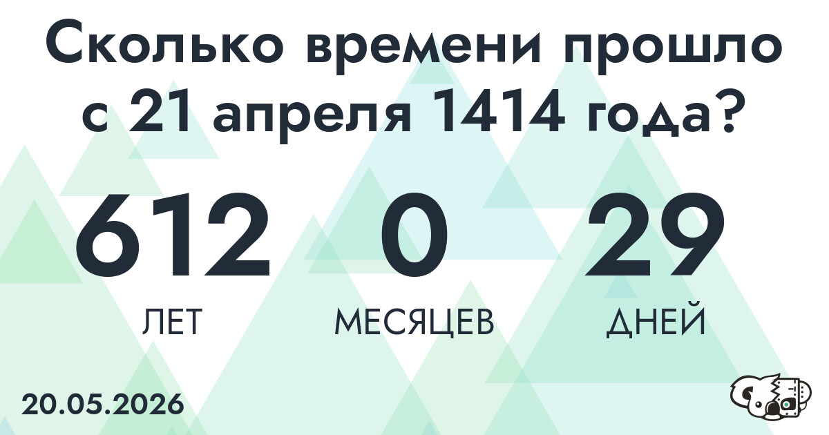 Сколько времени прошло с 21 апреля 1414 года
