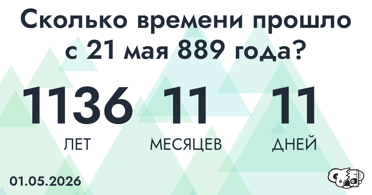 Сколько времени прошло с 21 мая 889 года
