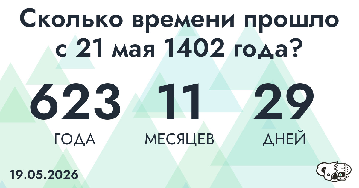 Сколько времени прошло с 21 мая 1402 года